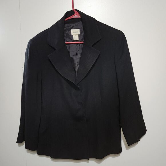 Neiman Marcus Jackets & Blazers - Vtg Neiman Marcus Black Blazer Womens Size 10 Snap Button Split Cuff Sleeves